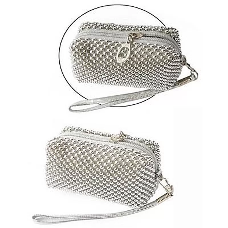 matshop.gr - VOLTE-TEL ΘΗΚΗ ΠΟΥΓΚΙ-ΠΟΡΤΟΦΟΛΙ ZIPPER ΜΕ ΠΕΡΛΕΣ V300 SILVER