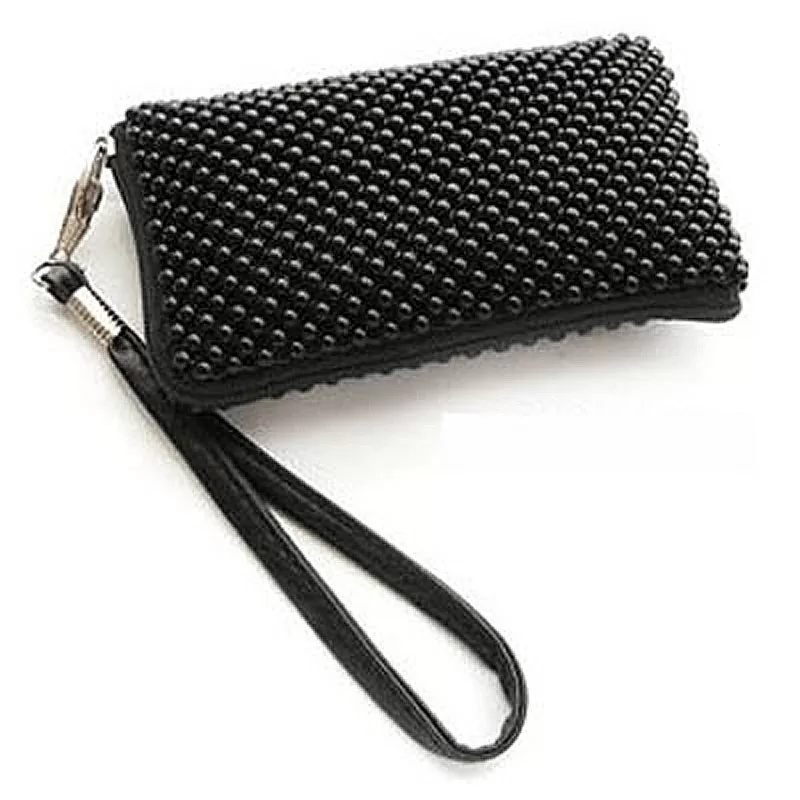 matshop.gr - VOLTE-TEL ΘΗΚΗ ΠΟΥΓΚΙ-ΠΟΡΤΟΦΟΛΙ ZIPPER ΜΕ ΠΕΡΛΕΣ V301 BLACK