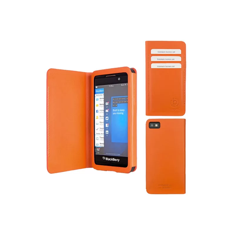 matshop.gr - BUGATTI ΘΗΚΗ BLACKBERRY Z10 LEATHER BARCELONA BOOKCASE ORANGE