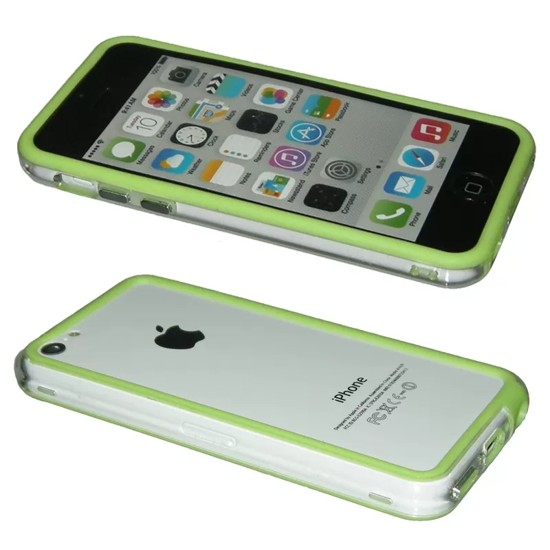 matshop.gr - VOLTE-TEL ΘΗΚΗ IPHONE 5C BUMPER METAL BUTTON TRANSPARENT-GREEN