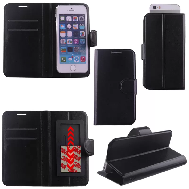 matshop.gr - VOLTE-TEL ΘΗΚΗ UNIVERSAL 4.5"-5.1" LEATHER BOOK STAND 3M SLIDE BLACK