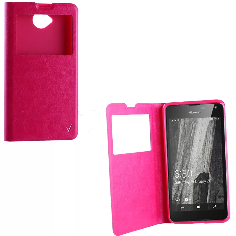 matshop.gr - VOLTE-TEL ΘΗΚΗ MICROSOFT LUMIA 650 5.0" LEATHER-TPU VIEW BOOK STAND PINK