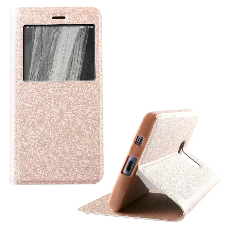 matshop.gr - VOLTE-TEL ΘΗΚΗ MICROSOFT LUMIA 650 5.0" LEATHER GOLD-TPU VIEW BOOK STAND