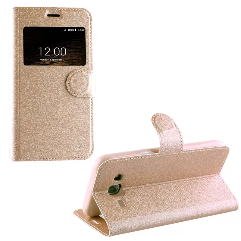 matshop.gr - VOLTE-TEL ΘΗΚΗ IPHONE SE 2022/IPHONE SE 2020/IPHONE 8/7 4.7" LEATHER GOLD-TPU VIEW BOOK STAND