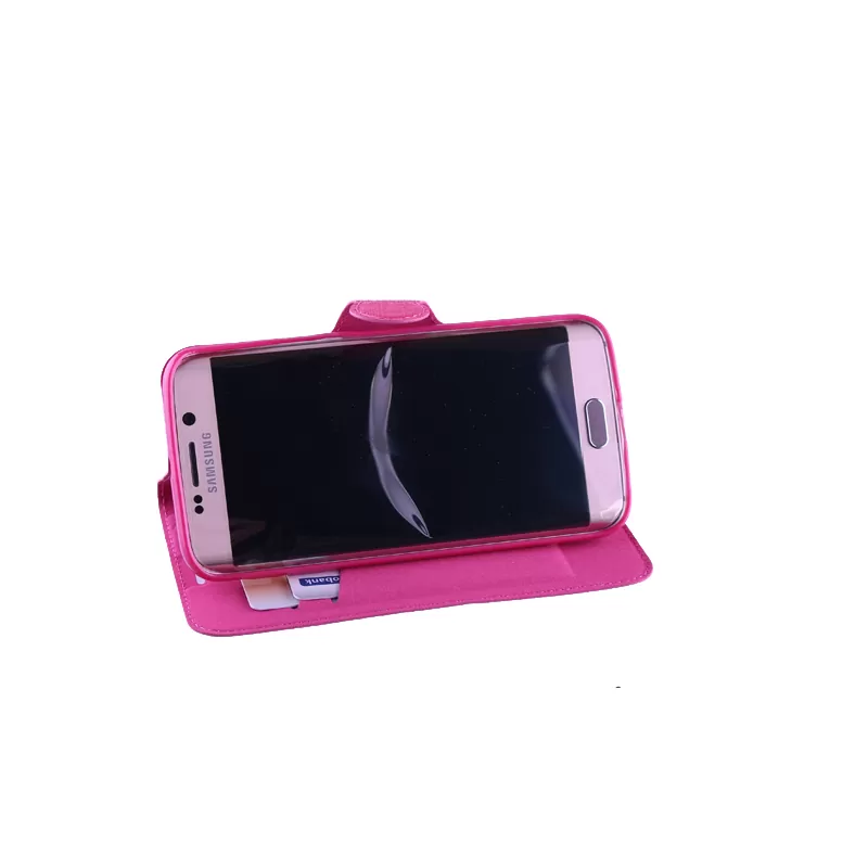matshop.gr - VOLTE-TEL ΘΗΚΗ SAMSUNG S6 EDGE G925 LINE LEATHER-TPU BOOK STAND PINK