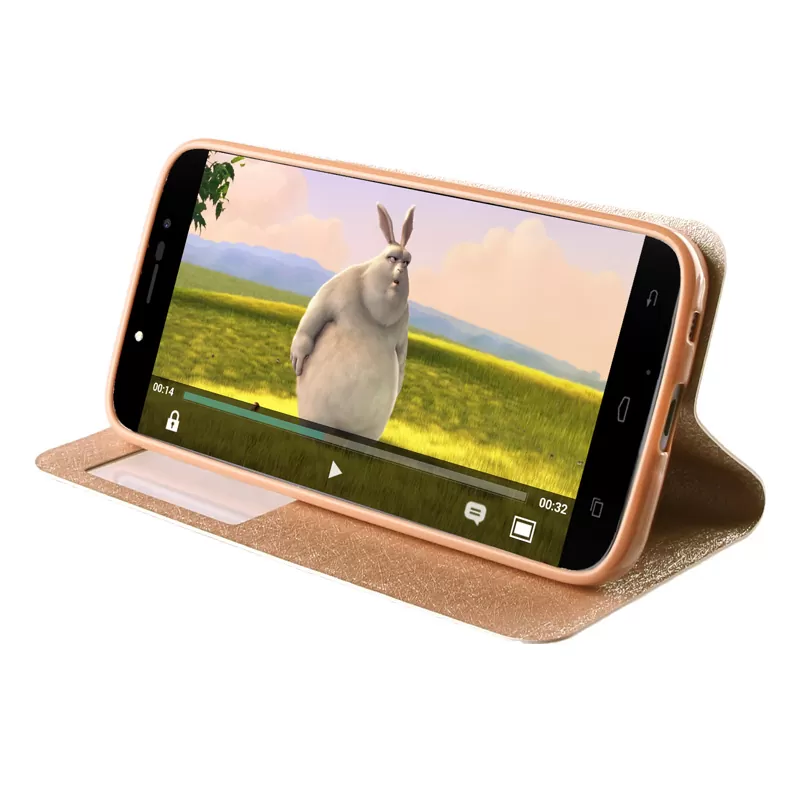matshop.gr - VOLTE-TEL ΘΗΚΗ MICROSOFT LUMIA 650 5.0" LEATHER GOLD-TPU VIEW BOOK STAND