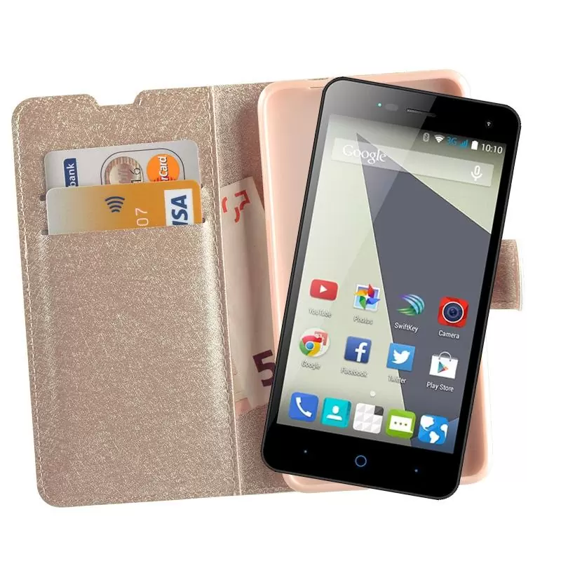 matshop.gr - VOLTE-TEL ΘΗΚΗ ZTE BLADE L3 5.0" LEATHER GOLD-TPU BOOK STAND