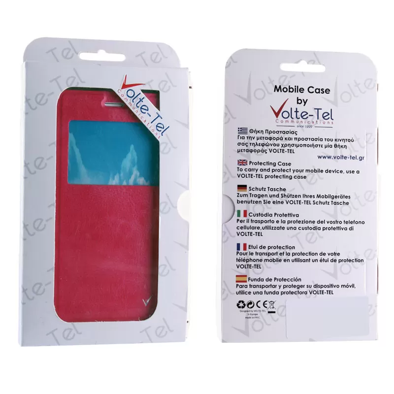 matshop.gr - VOLTE-TEL ΘΗΚΗ SAMSUNG S7 EDGE G935 LEATHER-TPU VIEW BOOK STAND PINK