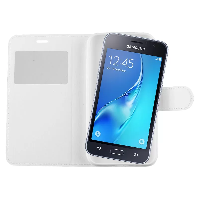 matshop.gr - VOLTE-TEL ΘΗΚΗ SAMSUNG J1 2016 J120 LEATHER-TPU VIEW BOOK STAND WHITE