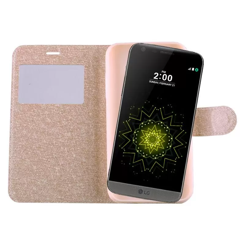 matshop.gr - VOLTE-TEL ΘΗΚΗ LG G5 H850 LEATHER GOLD-TPU VIEW BOOK STAND