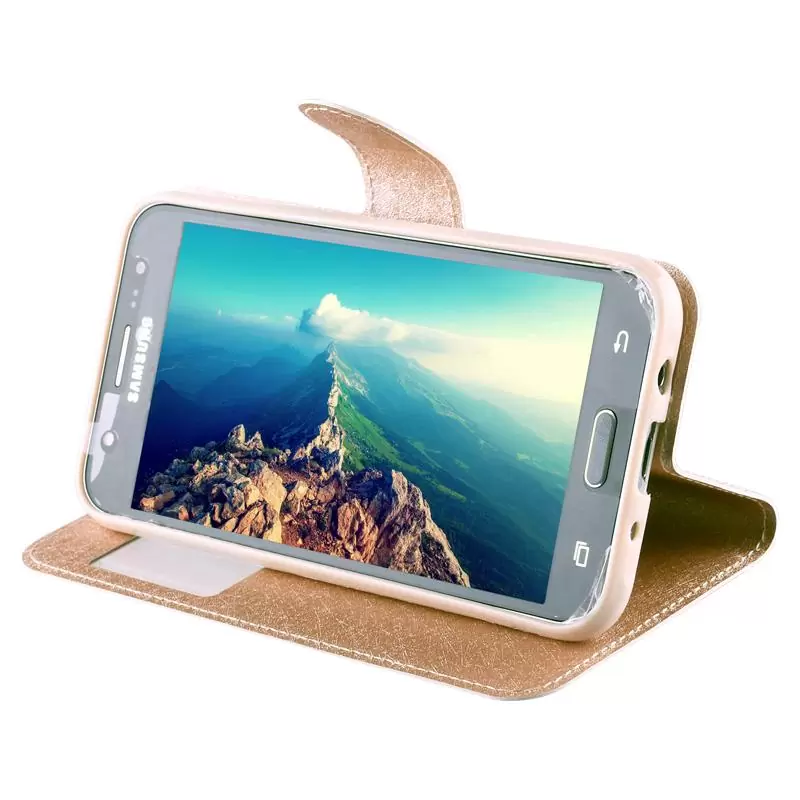 matshop.gr - VOLTE-TEL ΘΗΚΗ SAMSUNG J5 2016 J510 LEATHER GOLD-TPU VIEW BOOK STAND