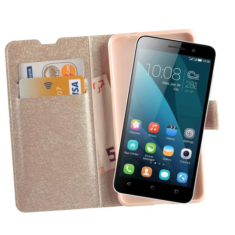 matshop.gr - VOLTE-TEL ΘΗΚΗ HONOR 4X GLORY PLAY LEATHER GOLD-TPU BOOK STAND