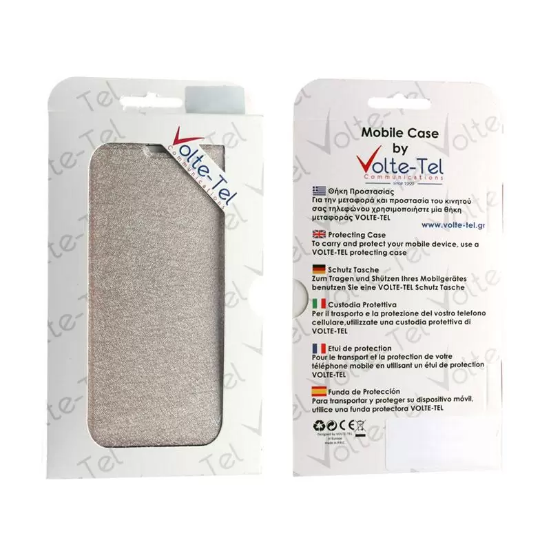 matshop.gr - VOLTE-TEL ΘΗΚΗ HONOR 4X GLORY PLAY LEATHER GOLD-TPU BOOK STAND