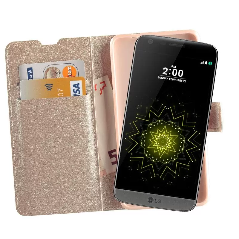 matshop.gr - VOLTE-TEL ΘΗΚΗ LG G5 H850 LEATHER GOLD-TPU BOOK STAND