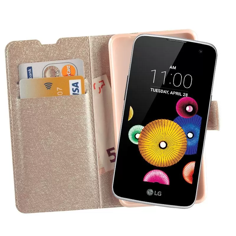 matshop.gr - VOLTE-TEL ΘΗΚΗ LG K4 K120 LEATHER GOLD-TPU BOOK STAND