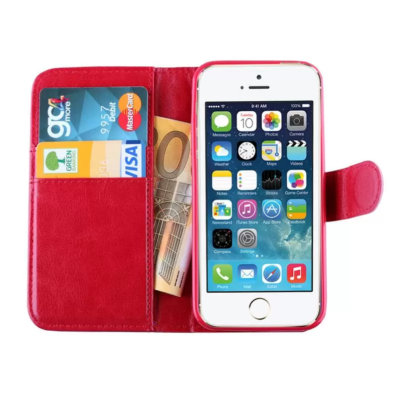matshop.gr - VOLTE-TEL ΘΗΚΗ IPHONE SE/5/5S 4.0" LEATHER-TPU BOOK STAND RED