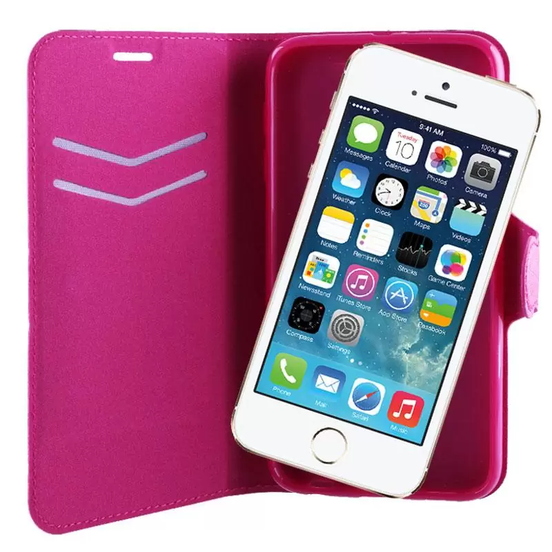 matshop.gr - VOLTE-TEL ΘΗΚΗ IPHONE SE/5/5S 4.0" LINE LEATHER-TPU BOOK STAND PINK