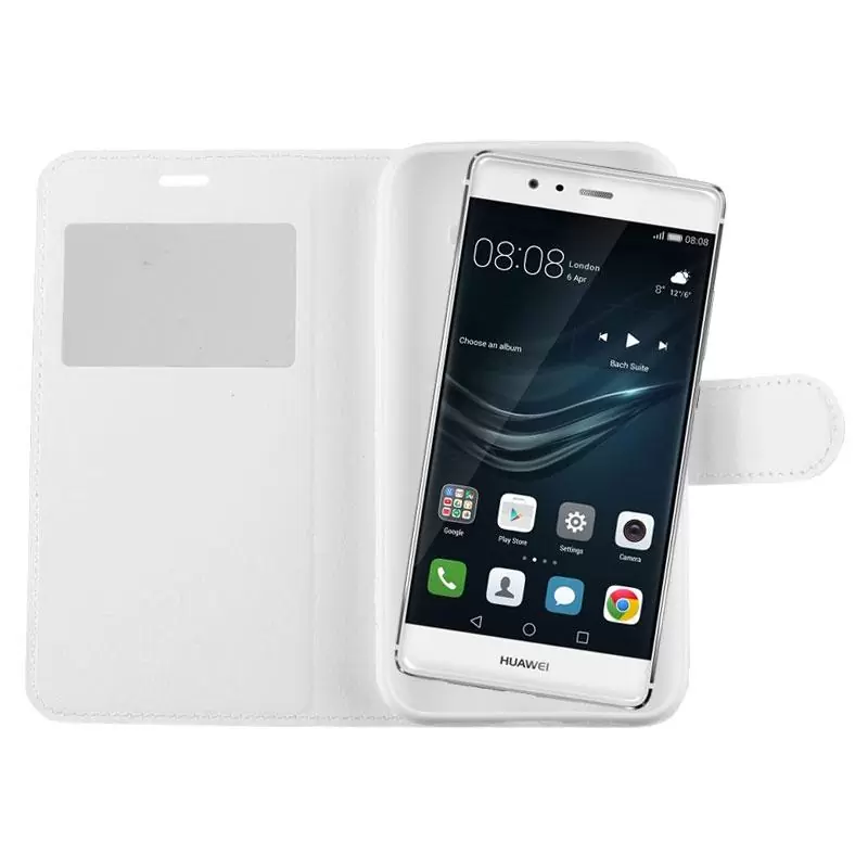 matshop.gr - VOLTE-TEL ΘΗΚΗ HUAWEI P9 LITE 5.2" LEATHER-TPU VIEW BOOK STAND WHITE