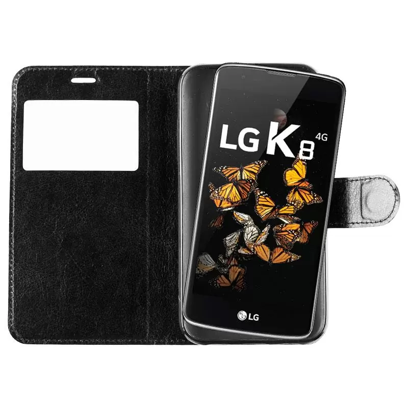 matshop.gr - VOLTE-TEL ΘΗΚΗ LG K8 K350N 5.0" LEATHER-TPU VIEW BOOK STAND BLACK