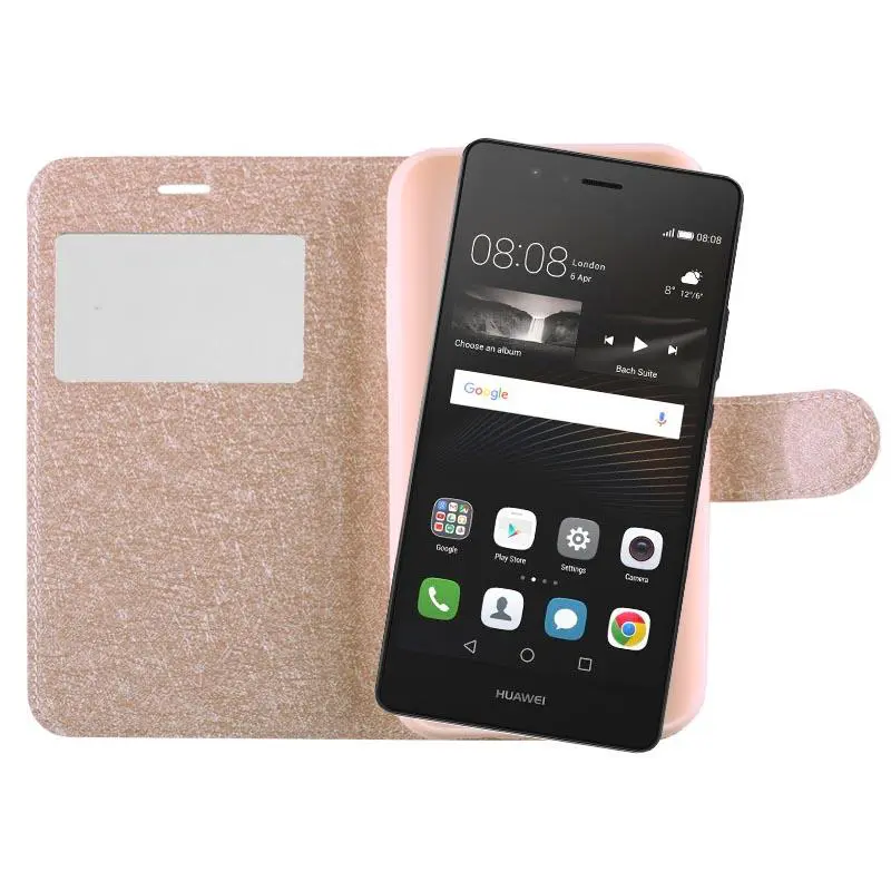 matshop.gr - VOLTE-TEL ΘΗΚΗ HUAWEI P9 LITE 5.2" LEATHER GOLD-TPU VIEW BOOK STAND