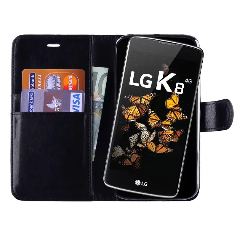 matshop.gr - VOLTE-TEL ΘΗΚΗ LG K8 K350N 5.0" LEATHER-TPU BOOK STAND BLACK