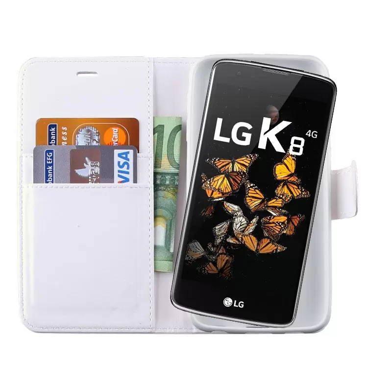 matshop.gr - VOLTE-TEL ΘΗΚΗ LG K8 K350N 5.0" LEATHER-TPU BOOK STAND WHITE