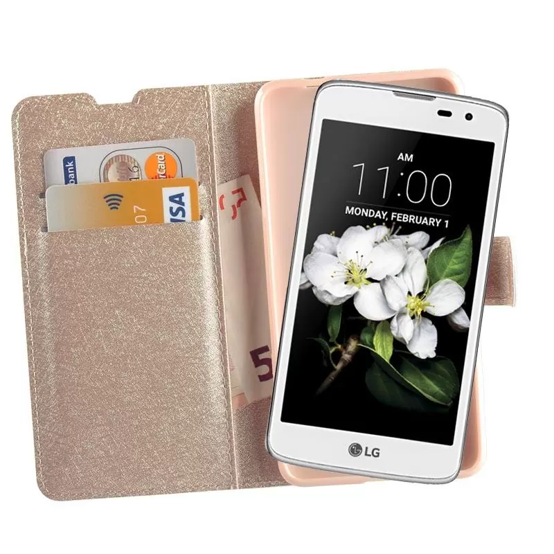 matshop.gr - VOLTE-TEL ΘΗΚΗ LG K7 X210 5.0" LEATHER GOLD-TPU BOOK STAND
