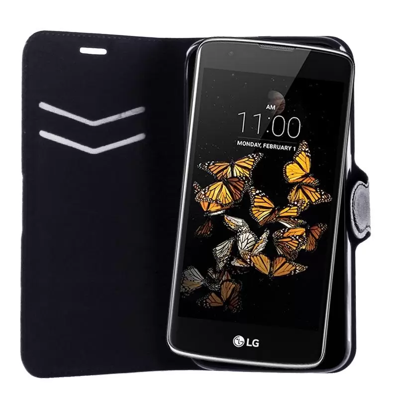 matshop.gr - VOLTE-TEL ΘΗΚΗ LG K8 K350N 5.0" LINE LEATHER-TPU BOOK STAND BLACK