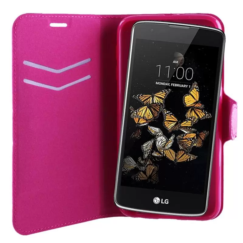 matshop.gr - VOLTE-TEL ΘΗΚΗ LG K8 K350N 5.0" LINE LEATHER-TPU BOOK STAND PINK