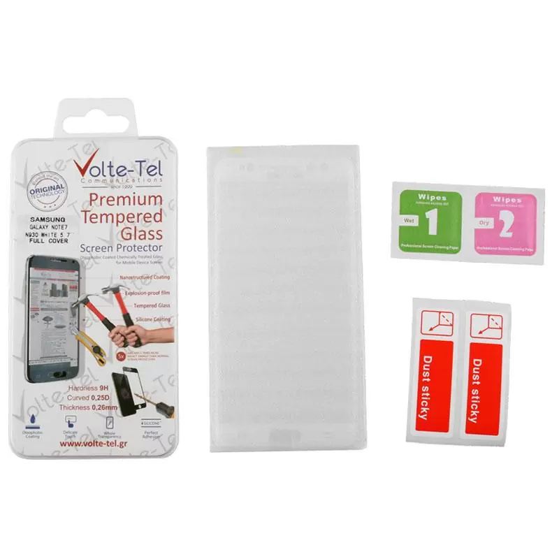 matshop.gr - VOLTE-TEL TEMPERED GLASS SAMSUNG NOTE FE N935 5.7" 0.26mm 3D CURVED FULL COVER WHITE