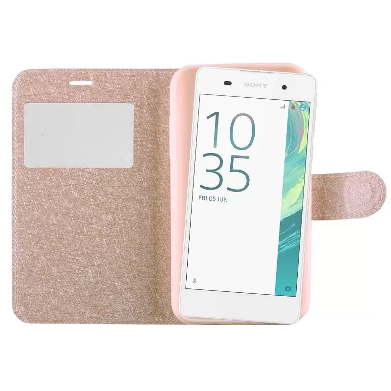 matshop.gr - VOLTE-TEL ΘΗΚΗ SONY XPERIA E5 F3311 LEATHER GOLD-TPU VIEW BOOK STAND