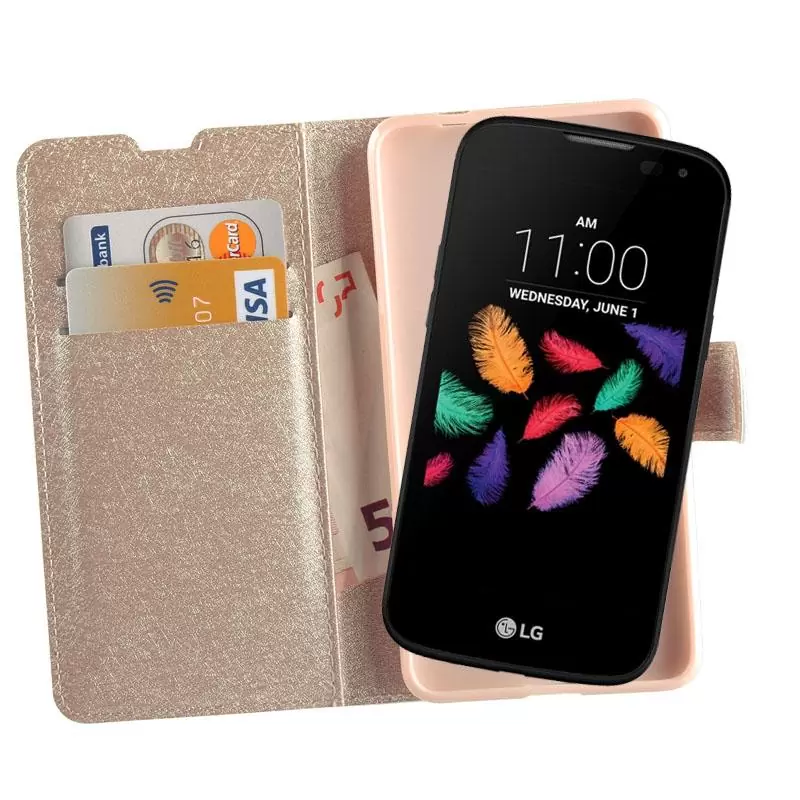 matshop.gr - VOLTE-TEL ΘΗΚΗ LG K3 K100 4.5" LEATHER GOLD-TPU BOOK STAND