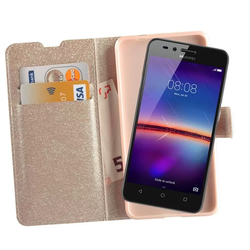 matshop.gr - VOLTE-TEL ΘΗΚΗ HUAWEI Y3 II 4.5" LEATHER GOLD-TPU BOOK STAND