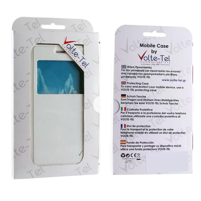 matshop.gr - VOLTE-TEL ΘΗΚΗ IPHONE 8/7 PLUS 5.5" LEATHER-TPU VIEW BOOK STAND WHITE