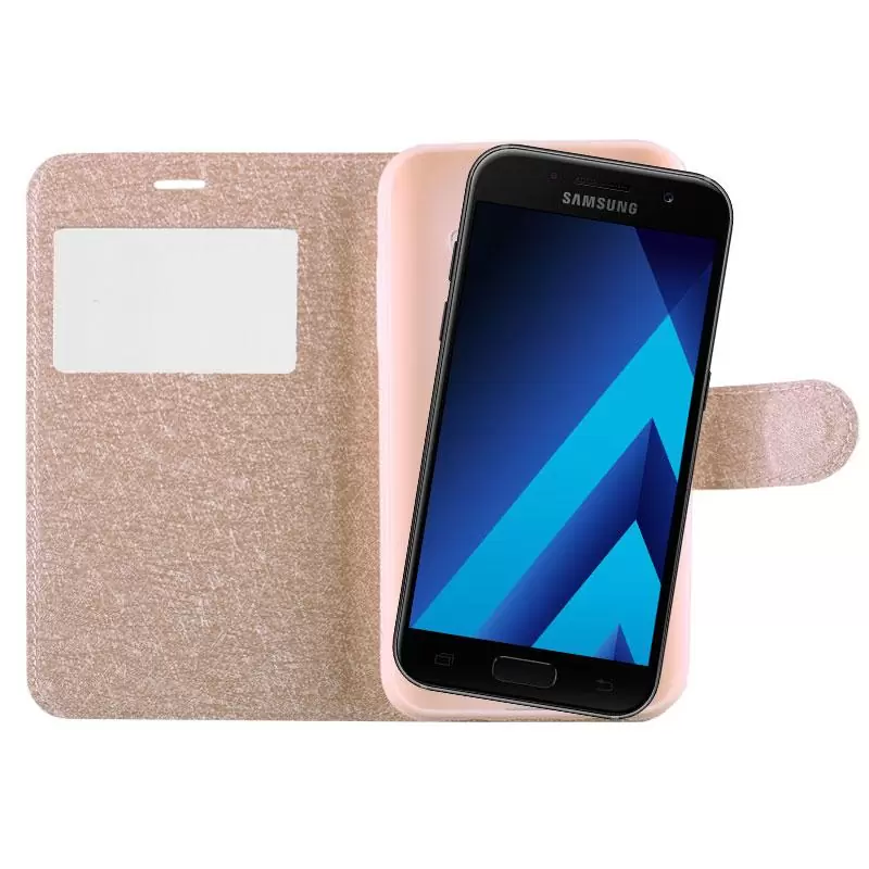matshop.gr - VOLTE-TEL ΘΗΚΗ SAMSUNG A3 2017 A320 LEATHER GOLD-TPU VIEW BOOK STAND