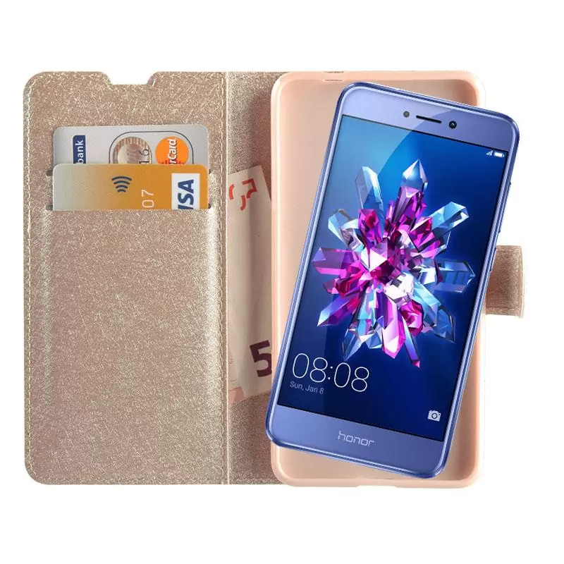matshop.gr - VOLTE-TEL ΘΗΚΗ HUAWEI P9 LITE 2017 5.2" LEATHER GOLD-TPU BOOK STAND