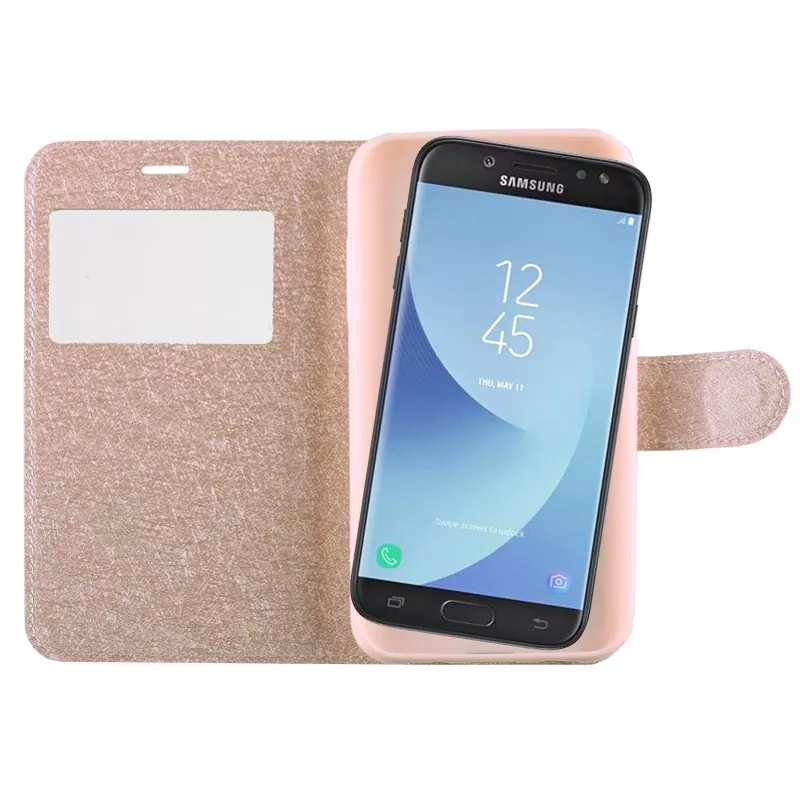 matshop.gr - VOLTE-TEL ΘΗΚΗ SAMSUNG J5 2017 J530 LEATHER GOLD-TPU VIEW BOOK STAND