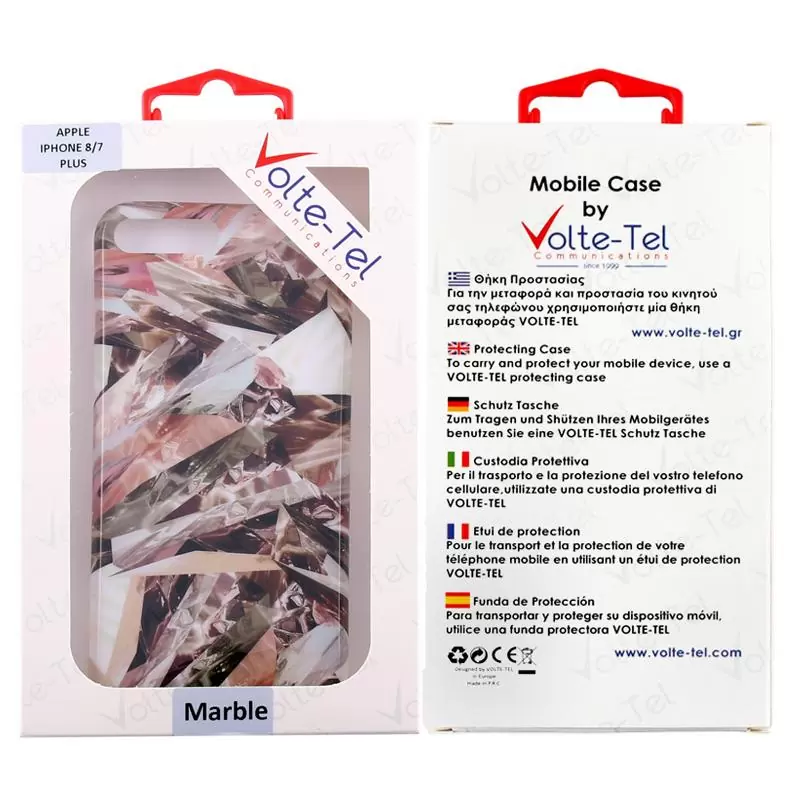matshop.gr - VOLTE-TEL ΘΗΚΗ IPHONE 8 PLUS/7 PLUS 5.5" MARBLE TPU BROWN 06
