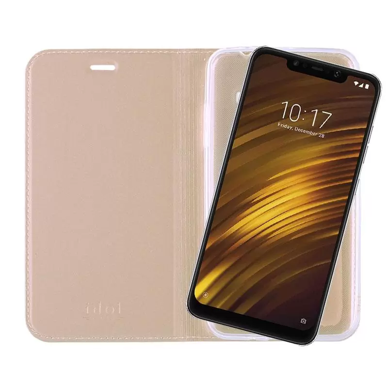 matshop.gr - IDOL 1991 ΘΗΚΗ XIAOMI POCOPHONE F1 6.18" PRIME MAGNET BOOK STAND GOLD