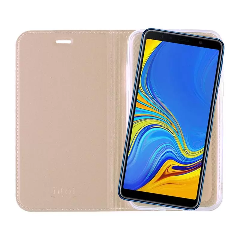 matshop.gr - IDOL 1991 ΘΗΚΗ SAMSUNG A7 2018 A750 6.0" PRIME MAGNET BOOK STAND GOLD