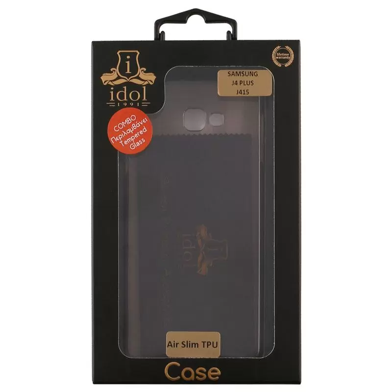 matshop.gr - IDOL 1991 COMBO SAMSUNG J4 PLUS J415 6.0" TEMPERED 0.30mm  + ΘΗΚΗ  AIR SLIM GREY