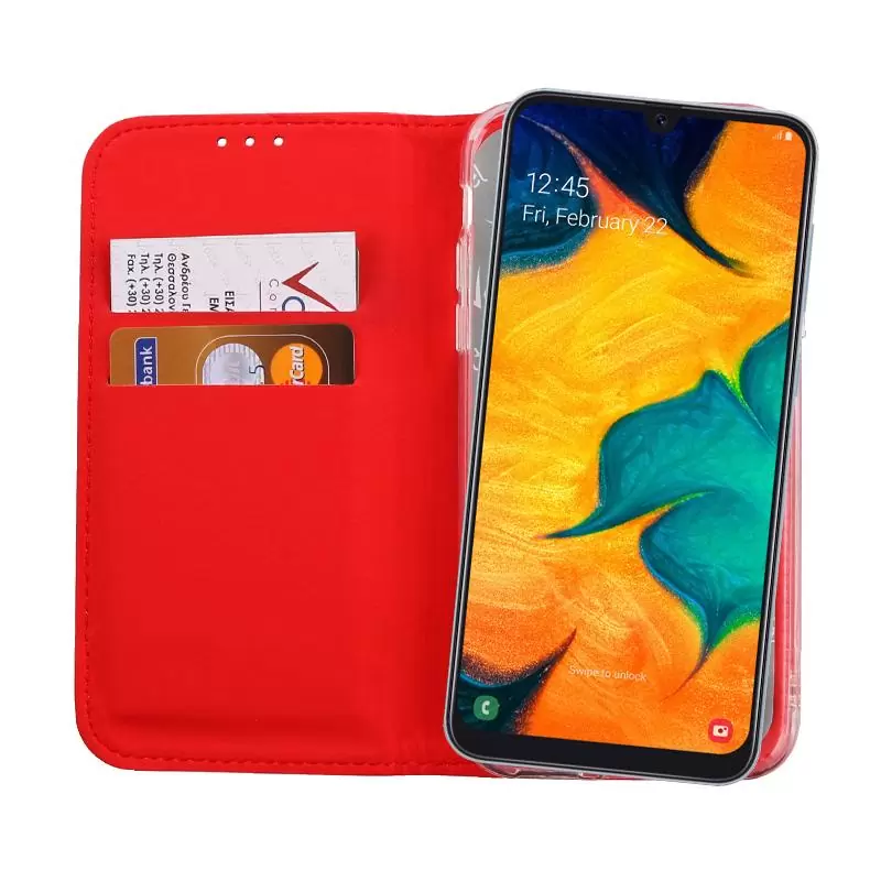 matshop.gr - VOLTE-TEL ΘΗΚΗ SAMSUNG A20 2019 A205 6.4" POCKET MAGNET BOOK STAND RED