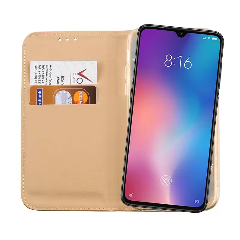 matshop.gr - VOLTE-TEL ΘΗΚΗ XIAOMI MI 9 6.39" POCKET MAGNET BOOK STAND GOLD