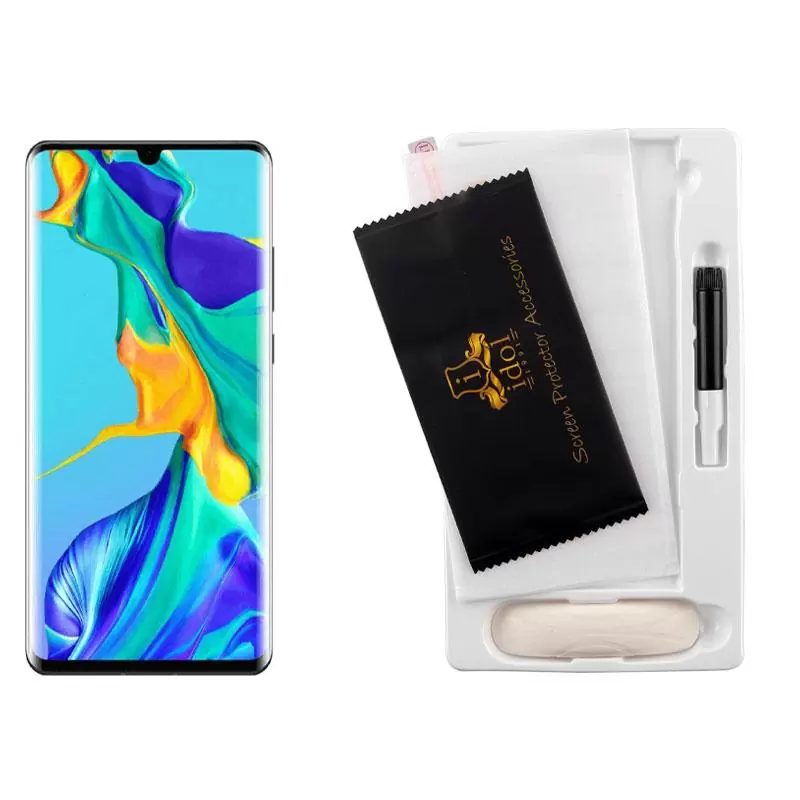 matshop.gr - IDOL 1991 TEMPERED UV GLASS HUAWEI P30 6.1" 9H 0.20mm 10D SEMI WITH GLUE-TOOL FINGER UNLOCK FULL COVER TRANSPARENT