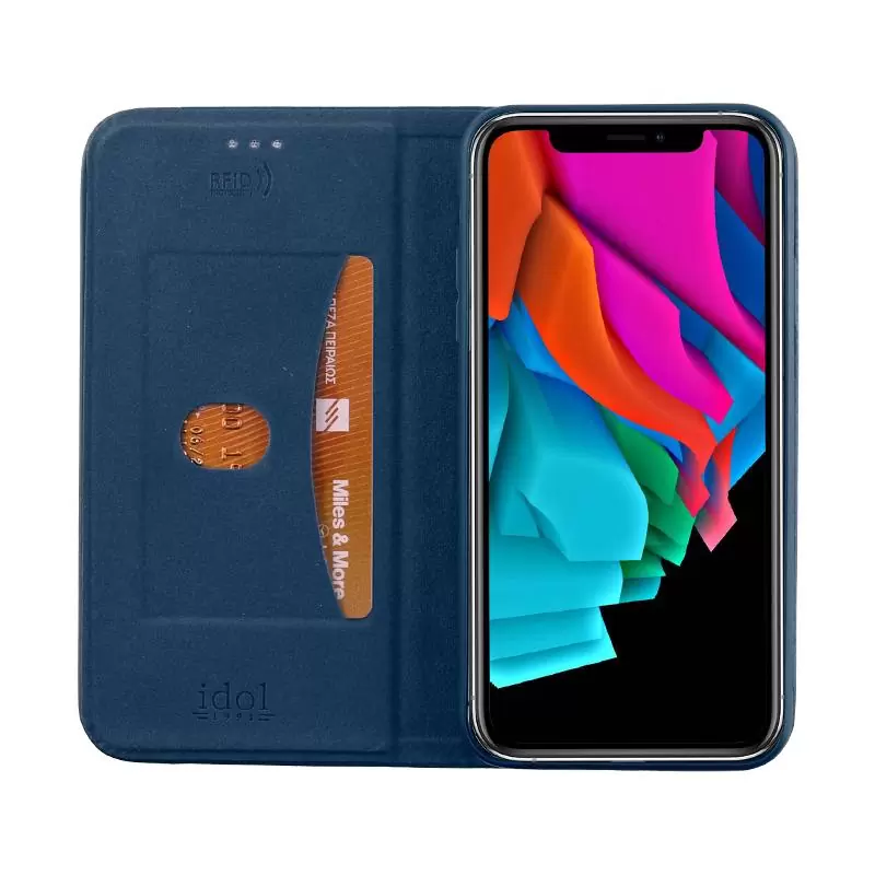 matshop.gr - IDOL 1991 ΘΗΚΗ IPHONE XS MAX 6.5" ELITE ANTI-RFID BOOK STAND BLUE