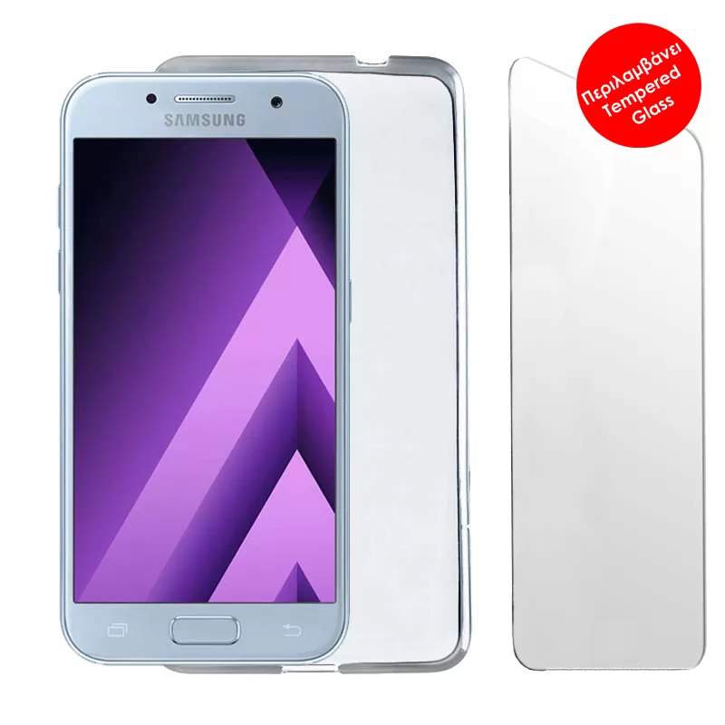 matshop.gr - VOLTE-TEL COMBO SAMSUNG A3 2017 A320 4.7" TEMPERED 0.30 + ΘΗΚΗ SLIMCOLOR WHITE