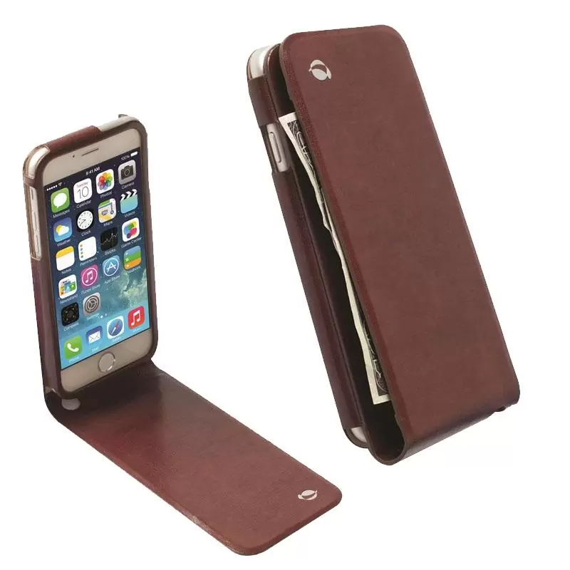 matshop.gr - KRUSELL ΘΗΚΗ IPHONE 6S/6 4.7" LEATHER WALLET CASE KALMAR BROWN