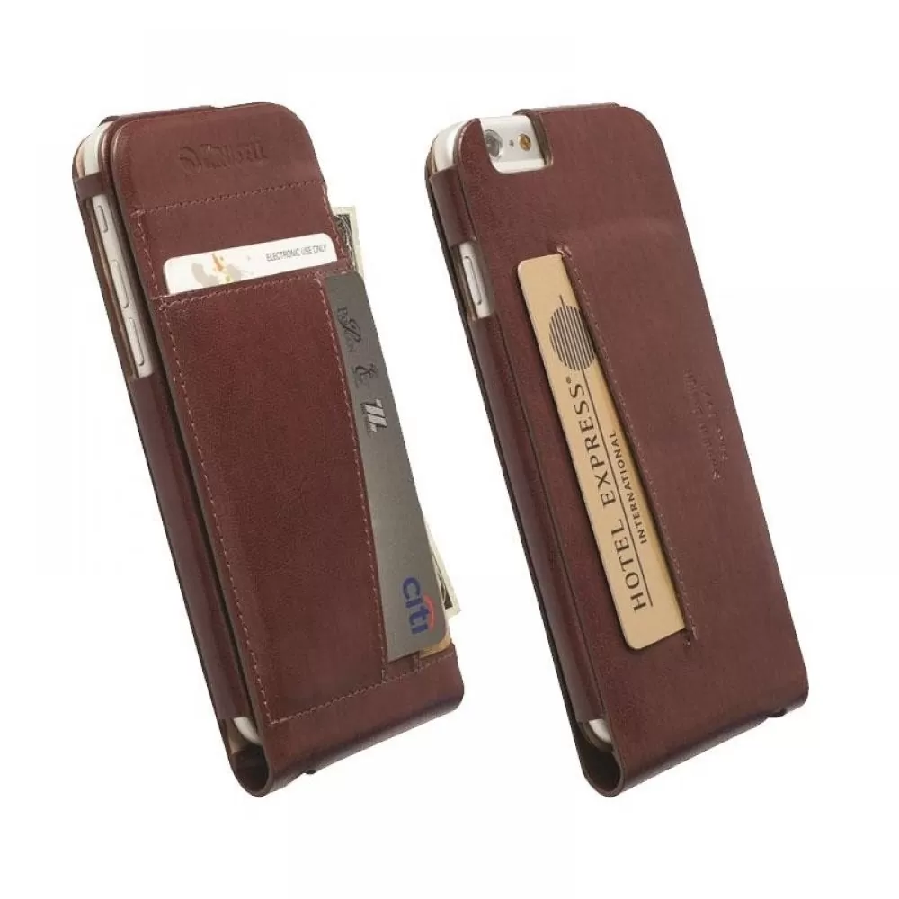 matshop.gr - KRUSELL ΘΗΚΗ IPHONE 6S/6 4.7" LEATHER WALLET CASE KALMAR BROWN