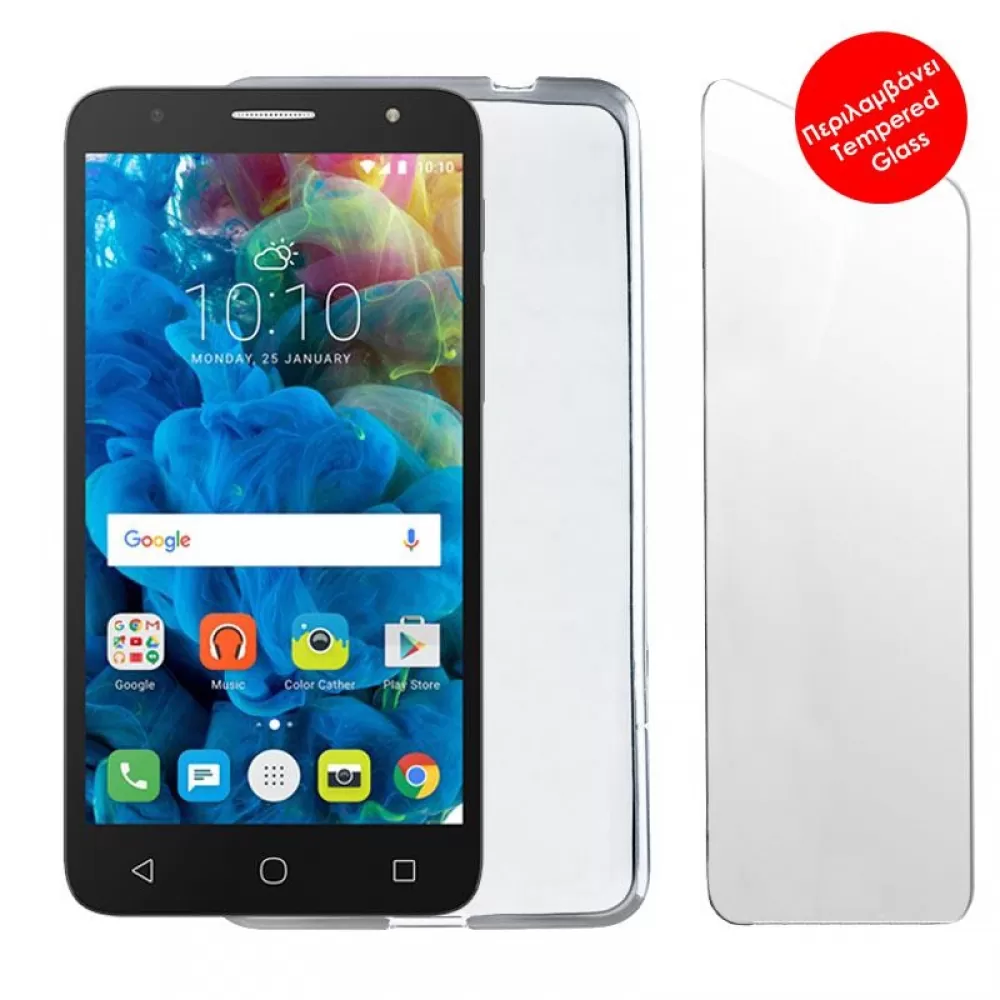 matshop.gr - VOLTE-TEL COMBO ALCATEL POP 4 PLUS 5056D 5.5" TEMPERED 0.30 + ΘΗΚΗ SLIMCOLOR WHITE