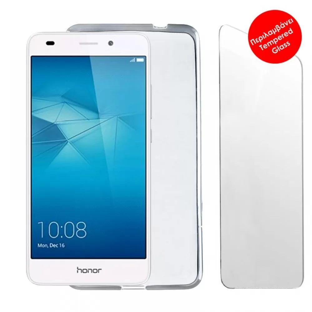 matshop.gr - VOLTE-TEL COMBO HONOR 5C/7 LITE 5.2 TEMPERED 0.30 + ΘΗΚΗ SLIMCOLOR WHITE